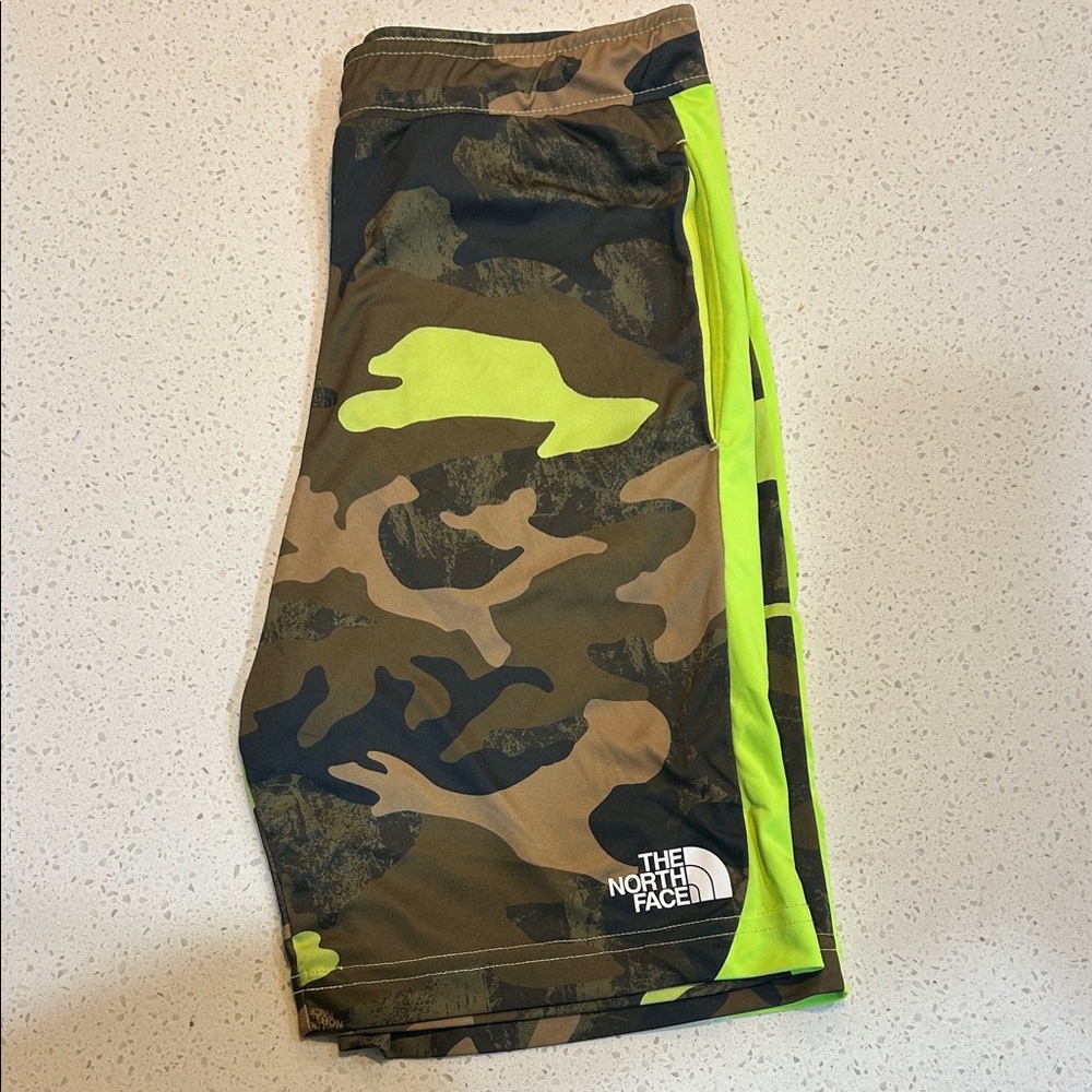 The North Face Kids Camouflage and Neon Yellow Shorts • never worn